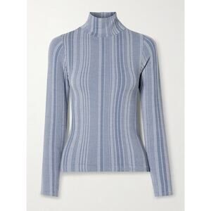 Cordova Sol Ribbed Stretch-jersey Turtleneck Top Blue - XS/S